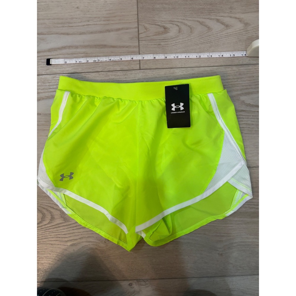 Under Armour Womens Fly-By 2.0 Running Shorts Neon Lime Yellow Small NWT - Picture 6 of 7